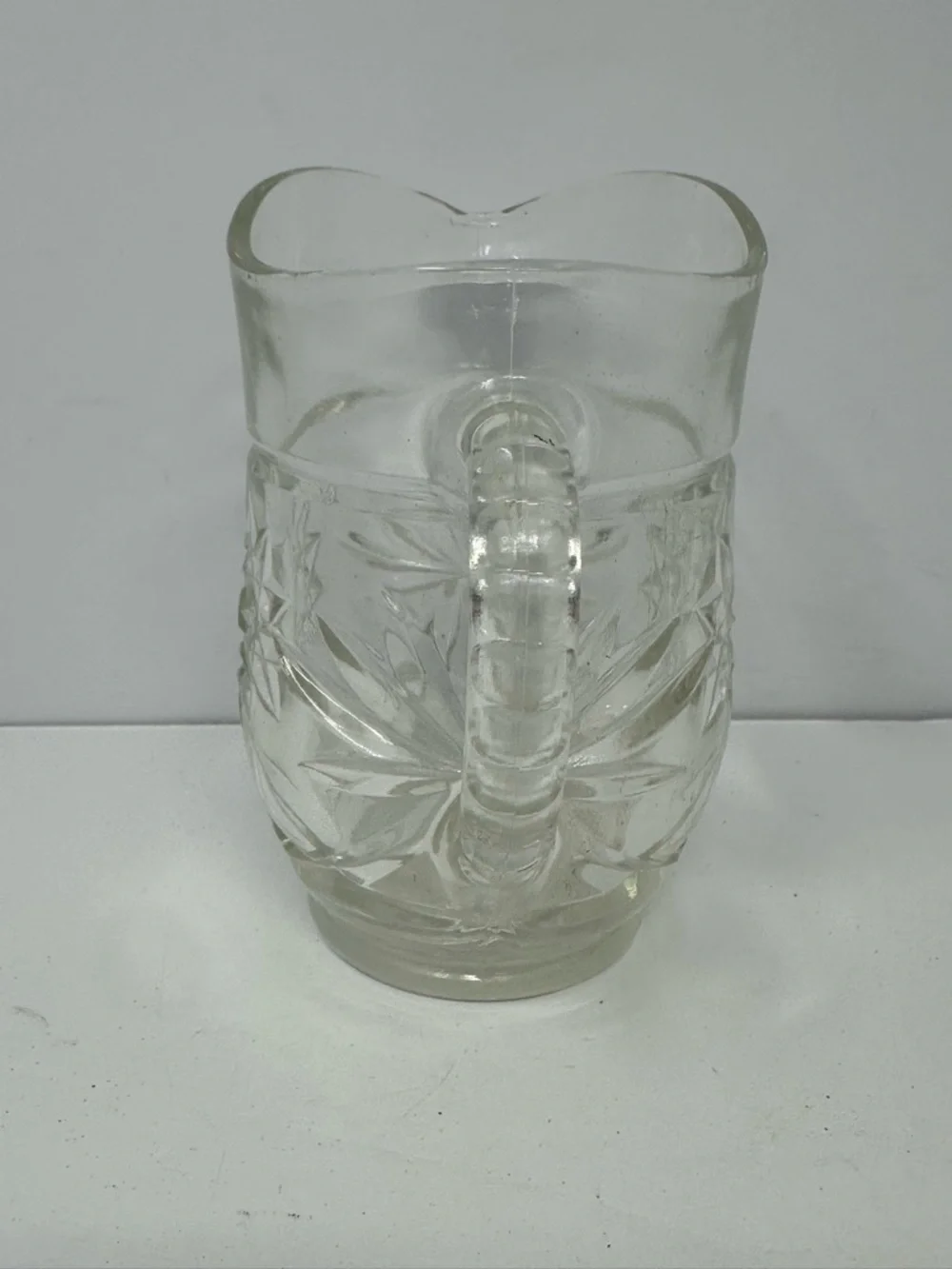Vintage Anchor Hocking Pint Pitcher Early American Prescut Star of David 5.5''
